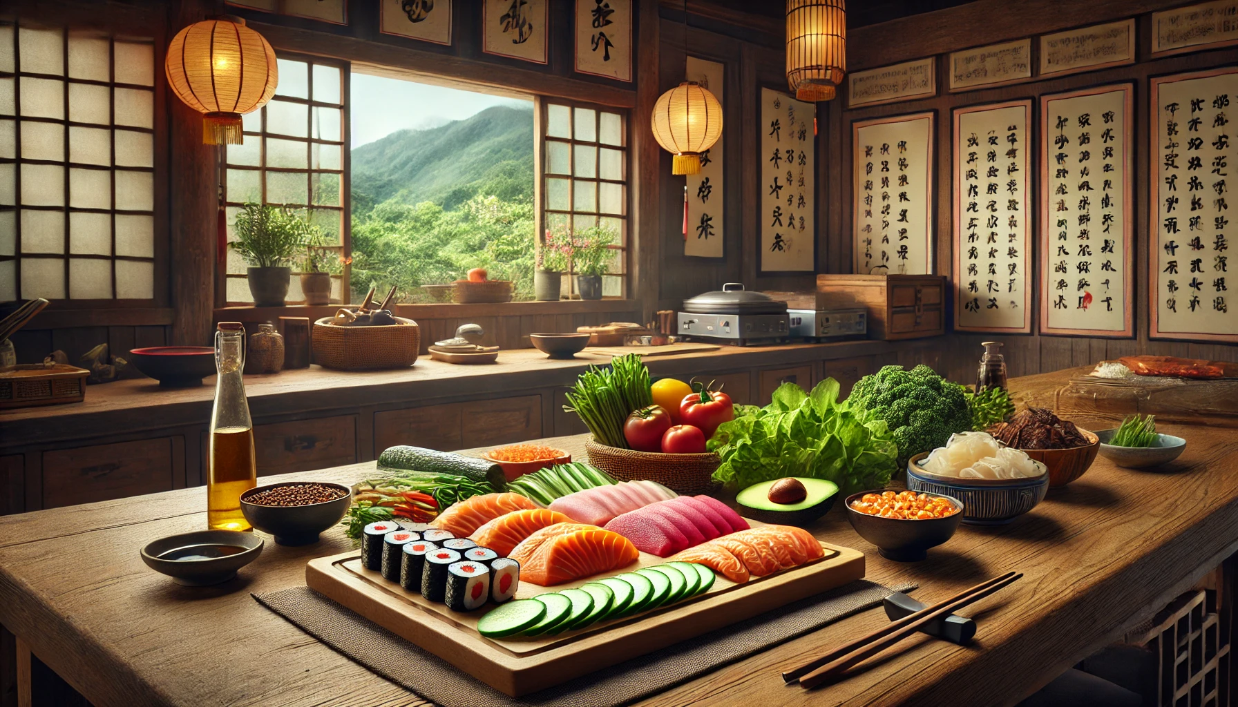 Sushi Die Füllungen vorbereiten Fisch, Gemüse, Reis und Co.