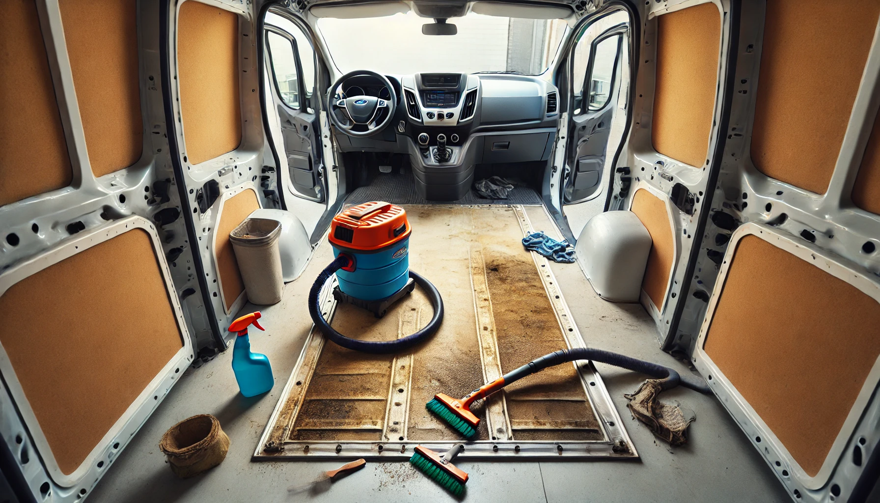 Ladefläche reinigen Ford Transit – Umbau zum CamperVan