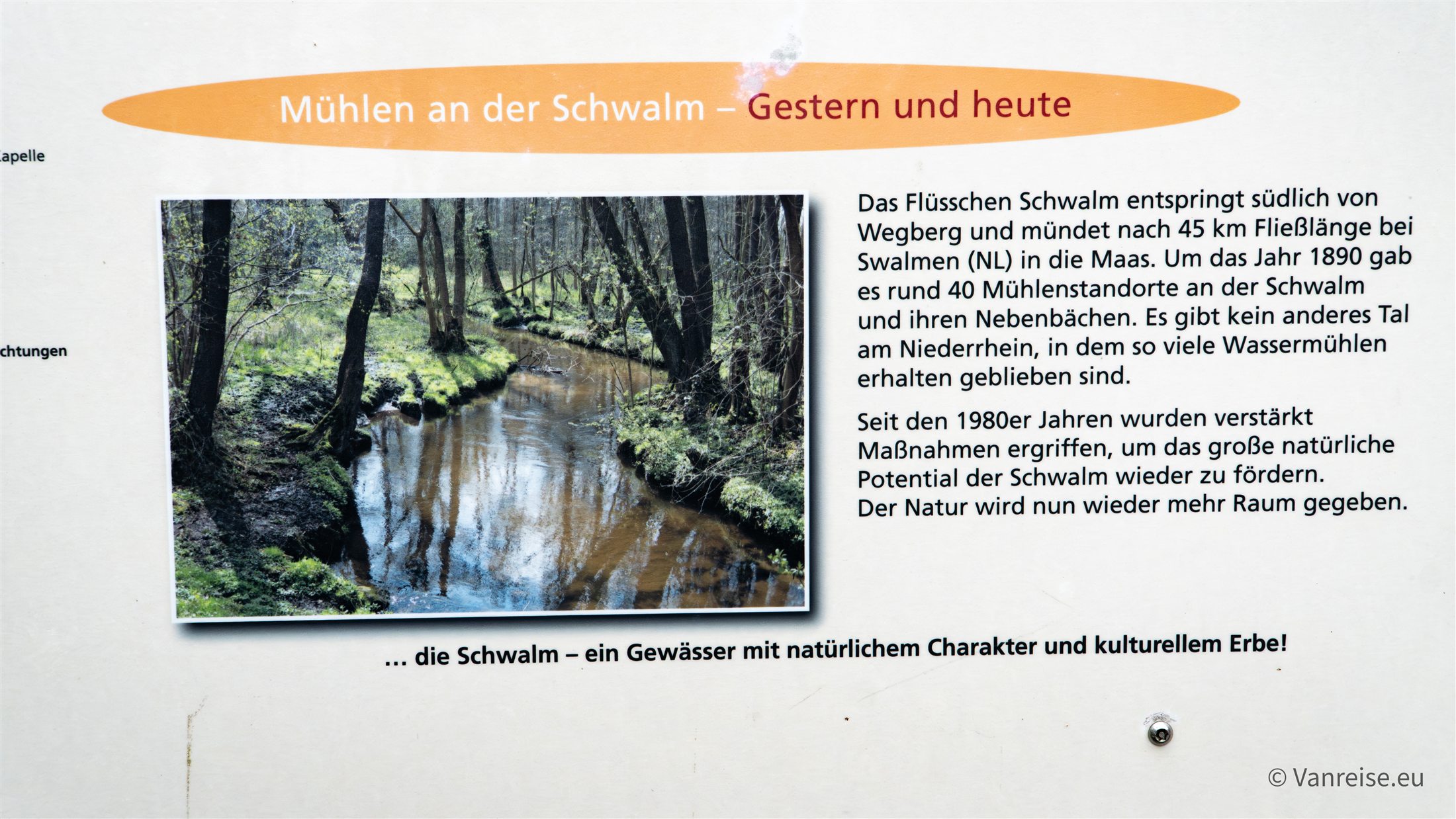 Informationstafel über die Mühlen an der Schwalm gestern und heute